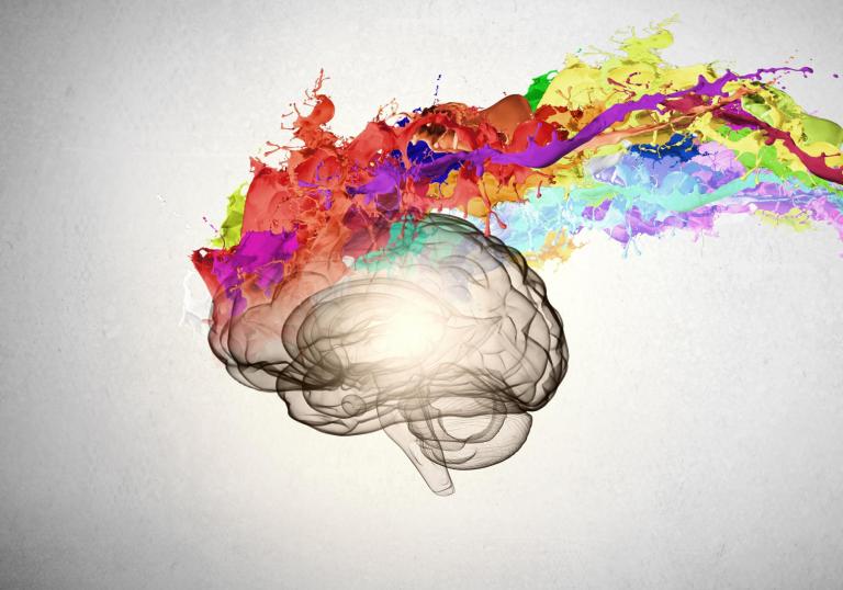 Brein met kleurenexplosie
